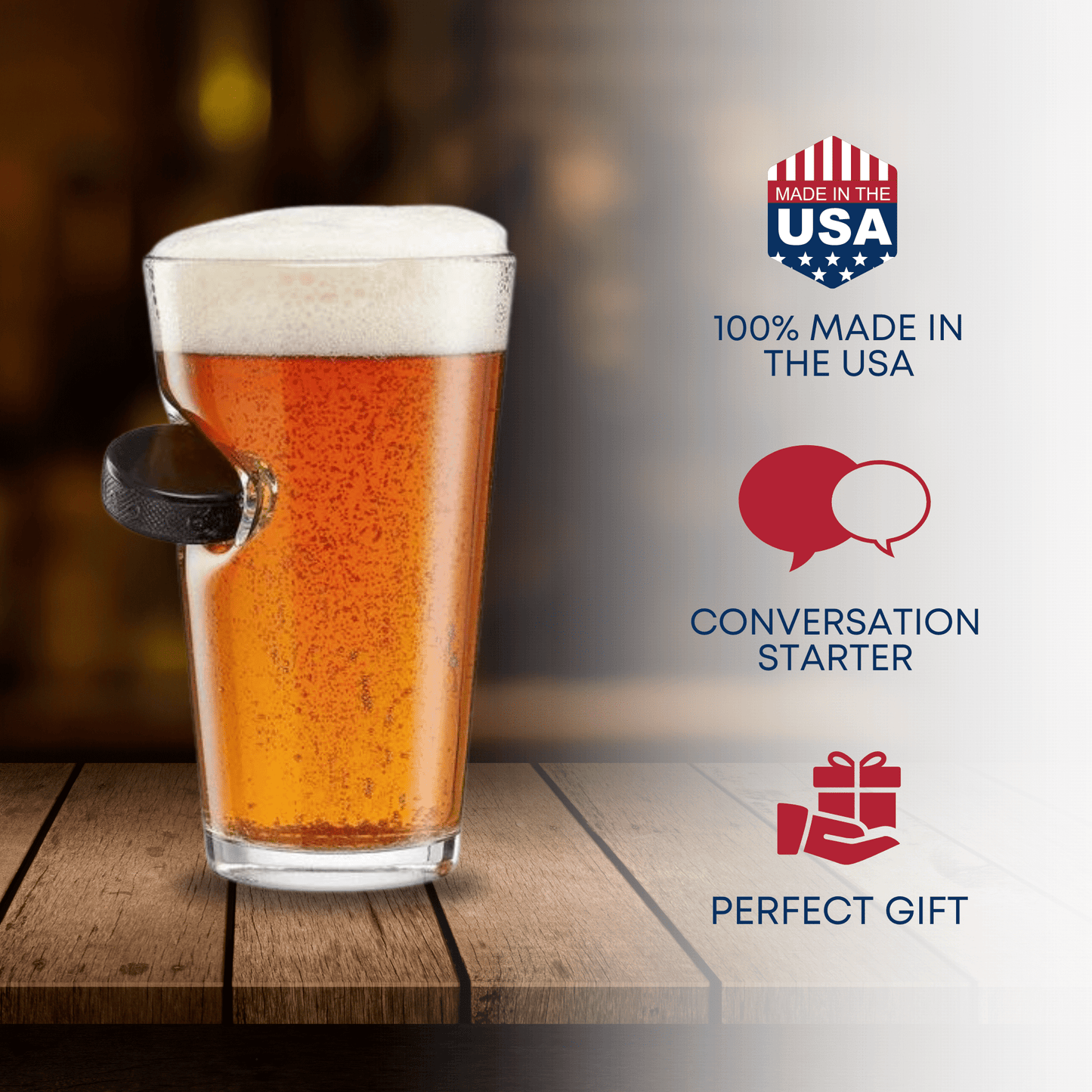 Pint Glass Slapshot for Hockey Dad by BenShot