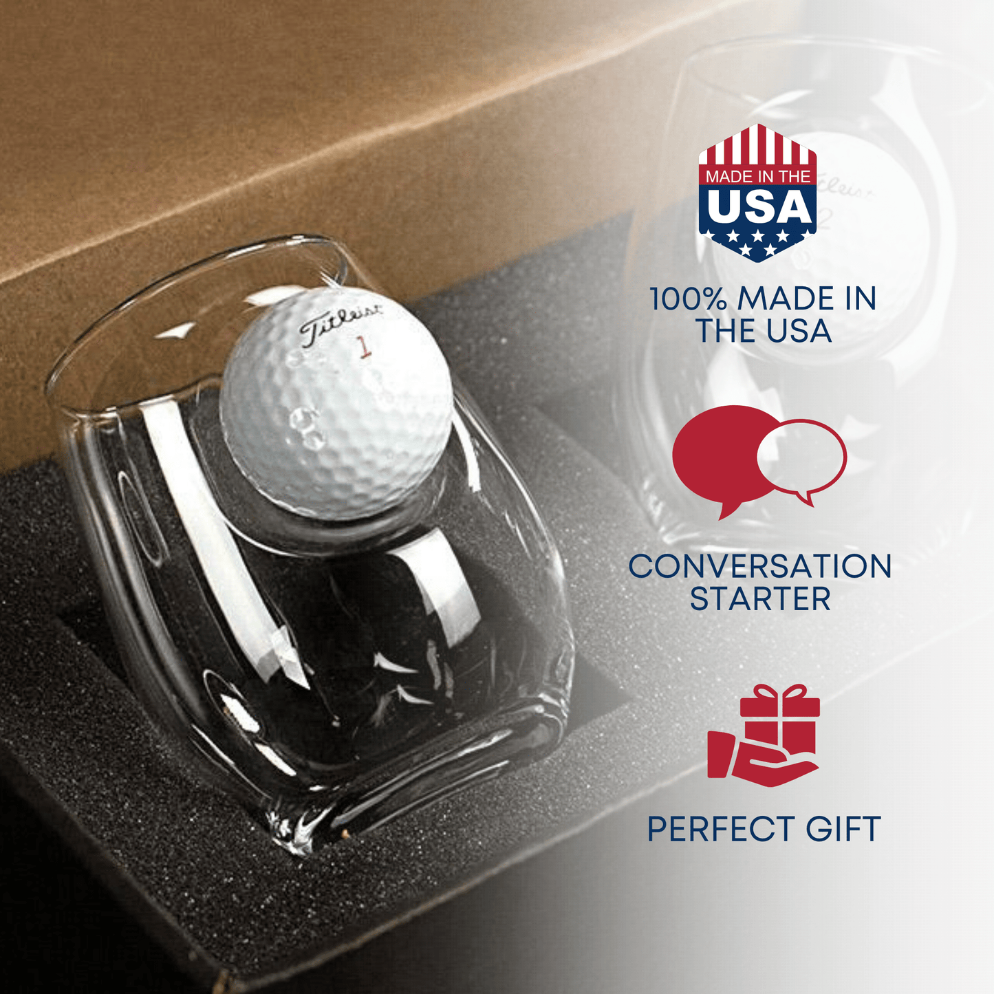Stemless Wine Glass with Golf Ball by BenShot