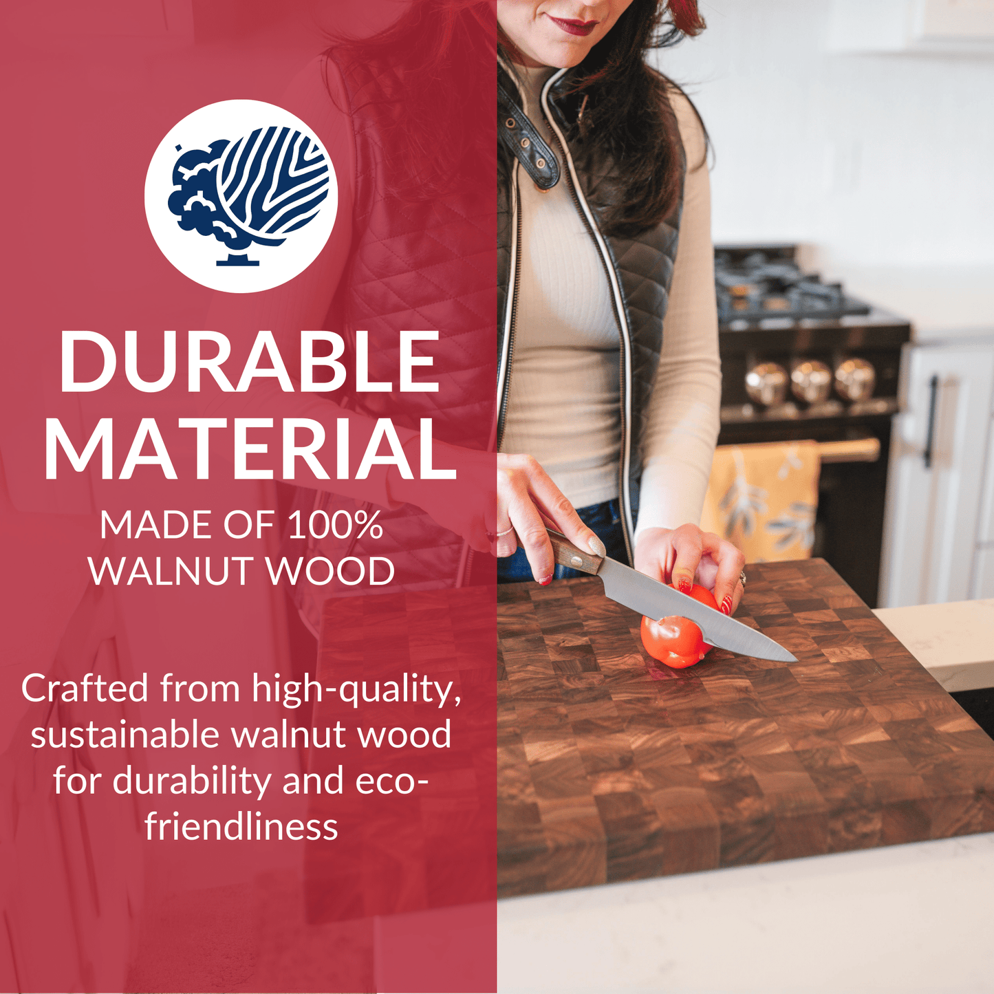 Extra Large Walnut Wood End Grain Butcher Block Cutting Board with Juice Groove