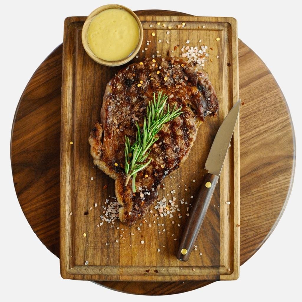 the perfect steak on a perfect sized cutting board