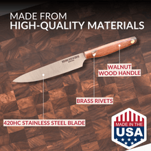 Stainless Steel Utility Knife with Walnut Wood Handles