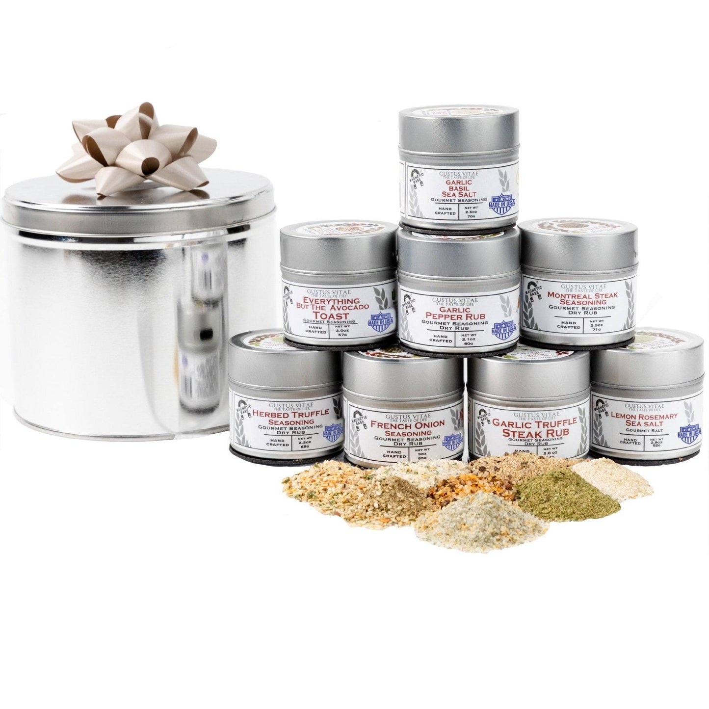 Gustus Vitae Deluxe Home Chef Flavor Kit | 8 Gourmet Seasonings & Salts In A Handsome Gift Tin by Gustus Vitae