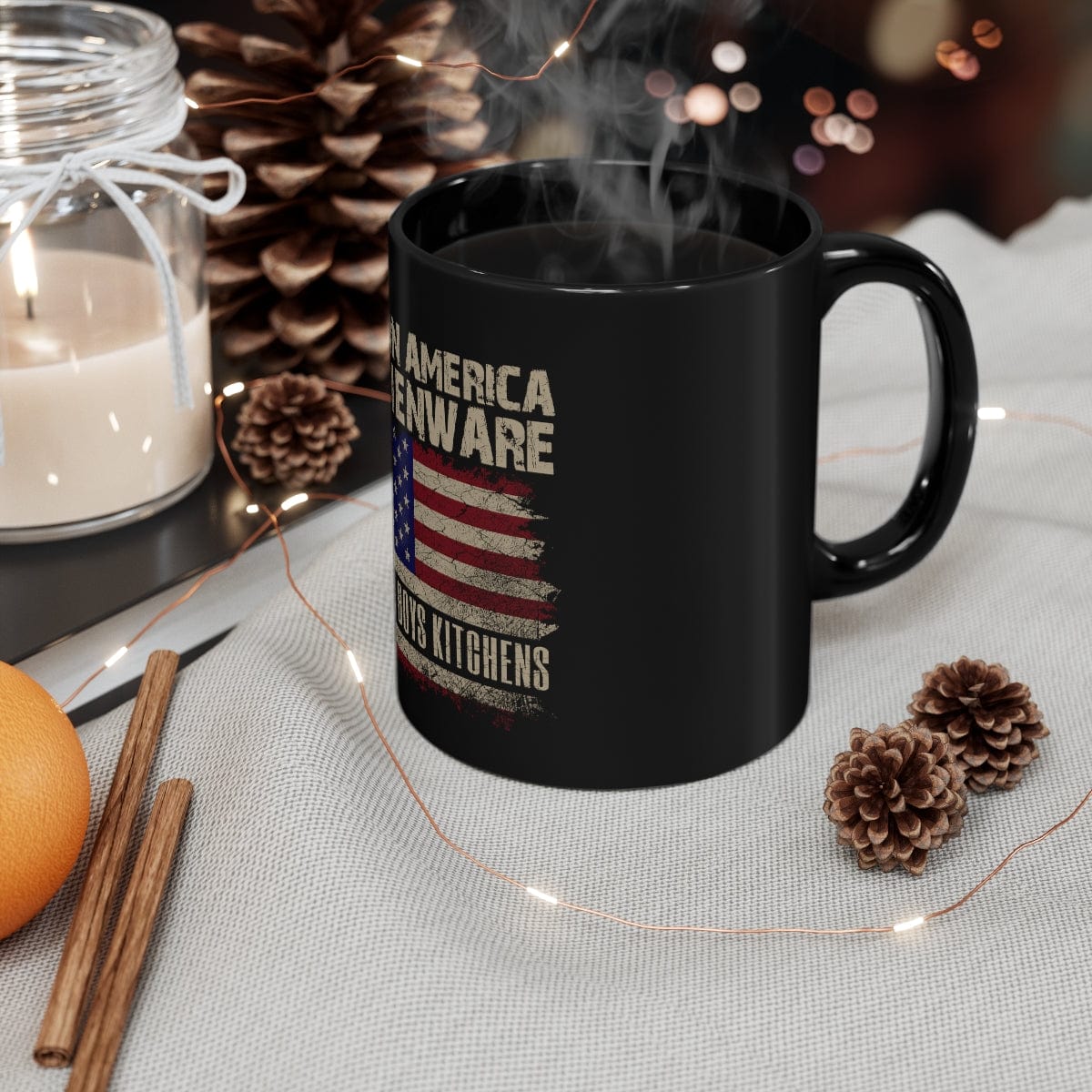 Printify MADE IN AMERICA KITCHENWARE Black Coffee Mug hidden 11oz