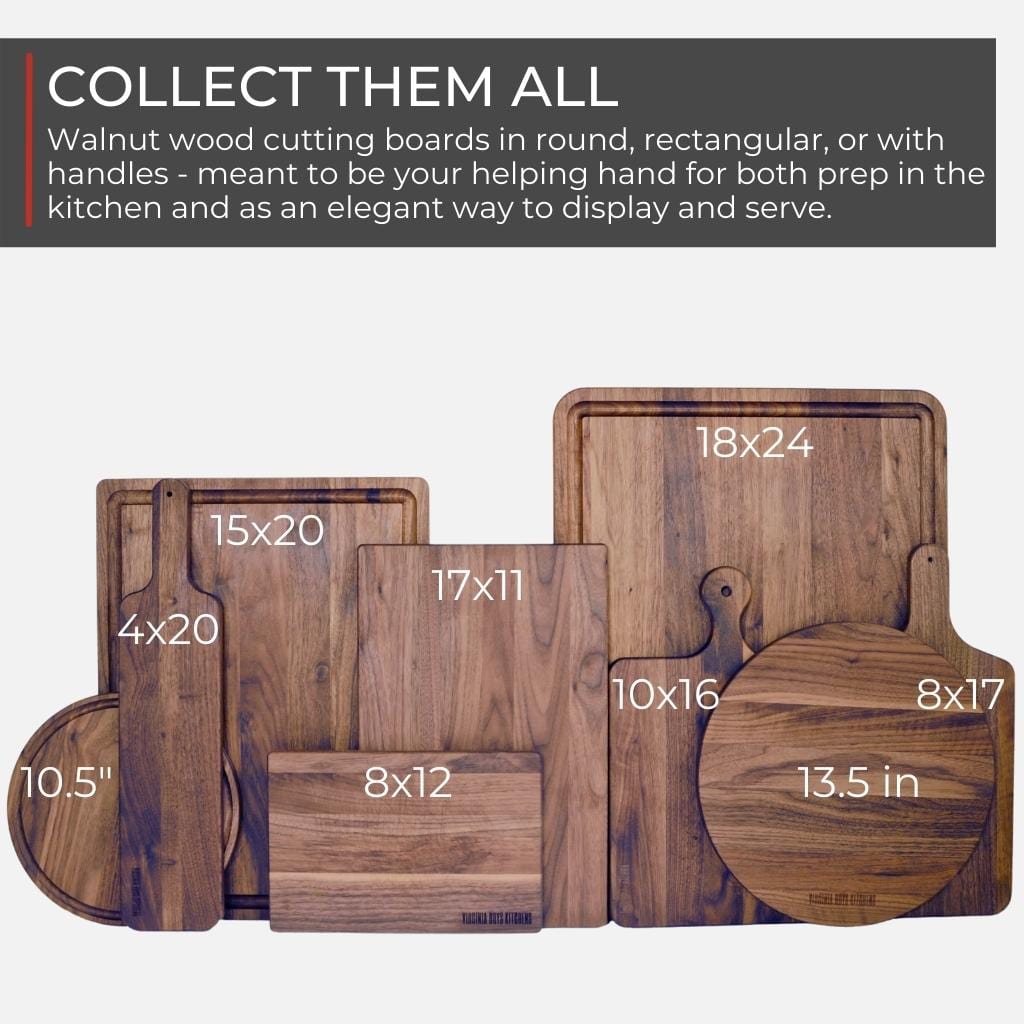 Virginia Boys Kitchens collection of cutting, serving, and charcuterie boards