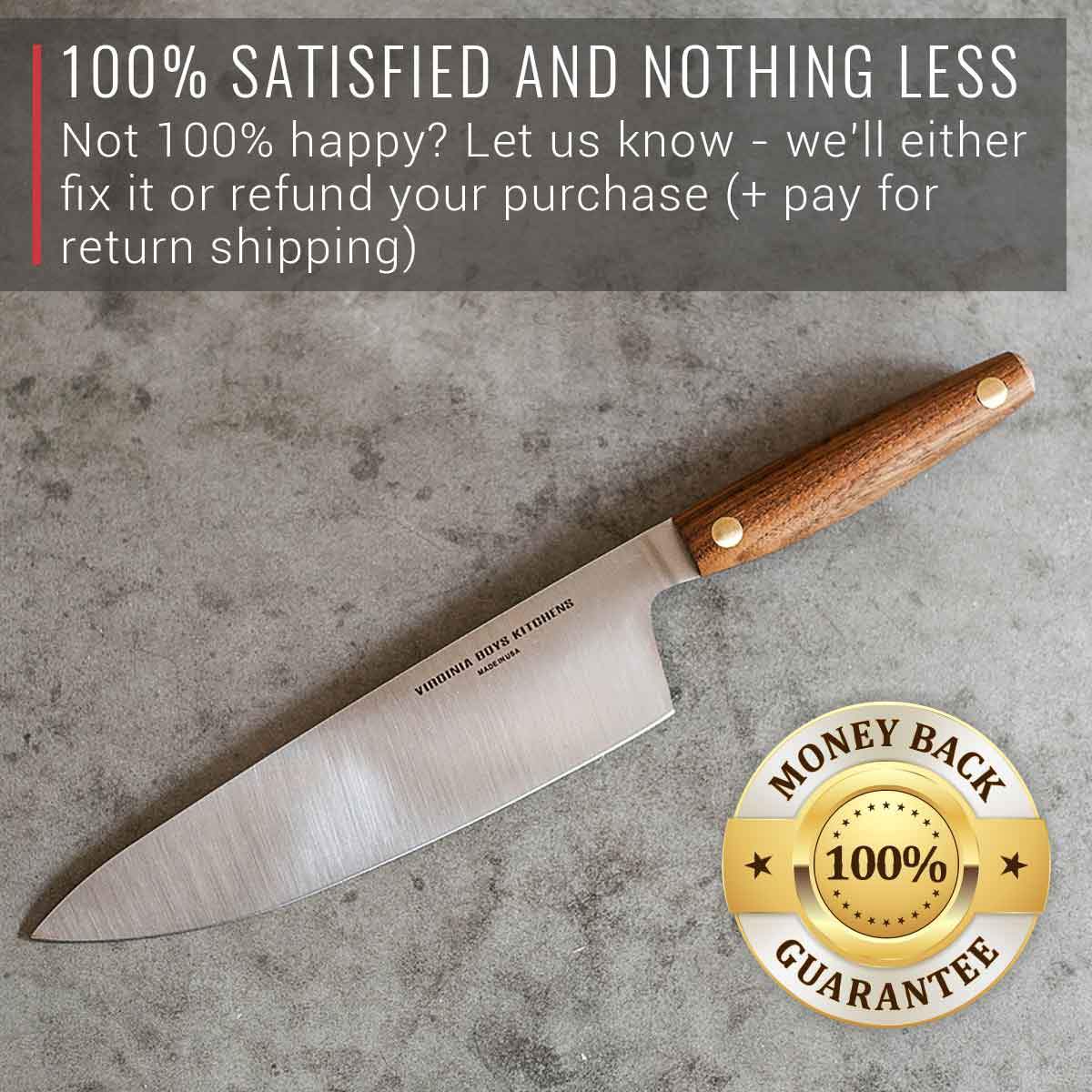 Virginia Boys Kitchens 8 Inch Stainless Steel Chef Knife with Walnut Handle