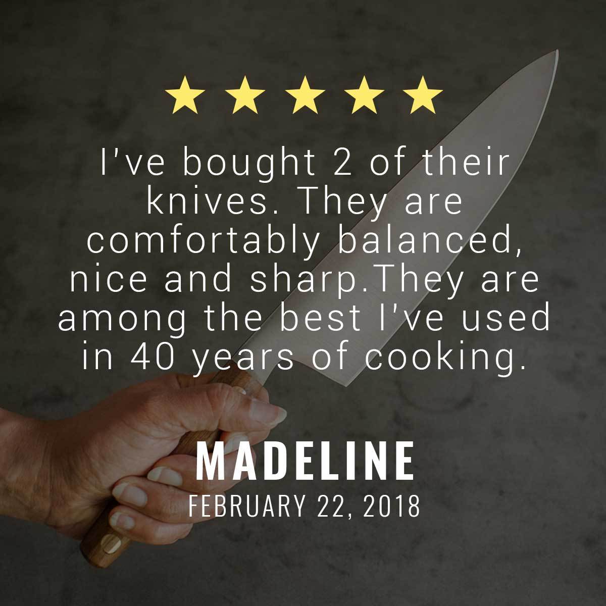 Virginia Boys Kitchens 8 Inch Stainless Steel Chef Knife with Walnut Handle