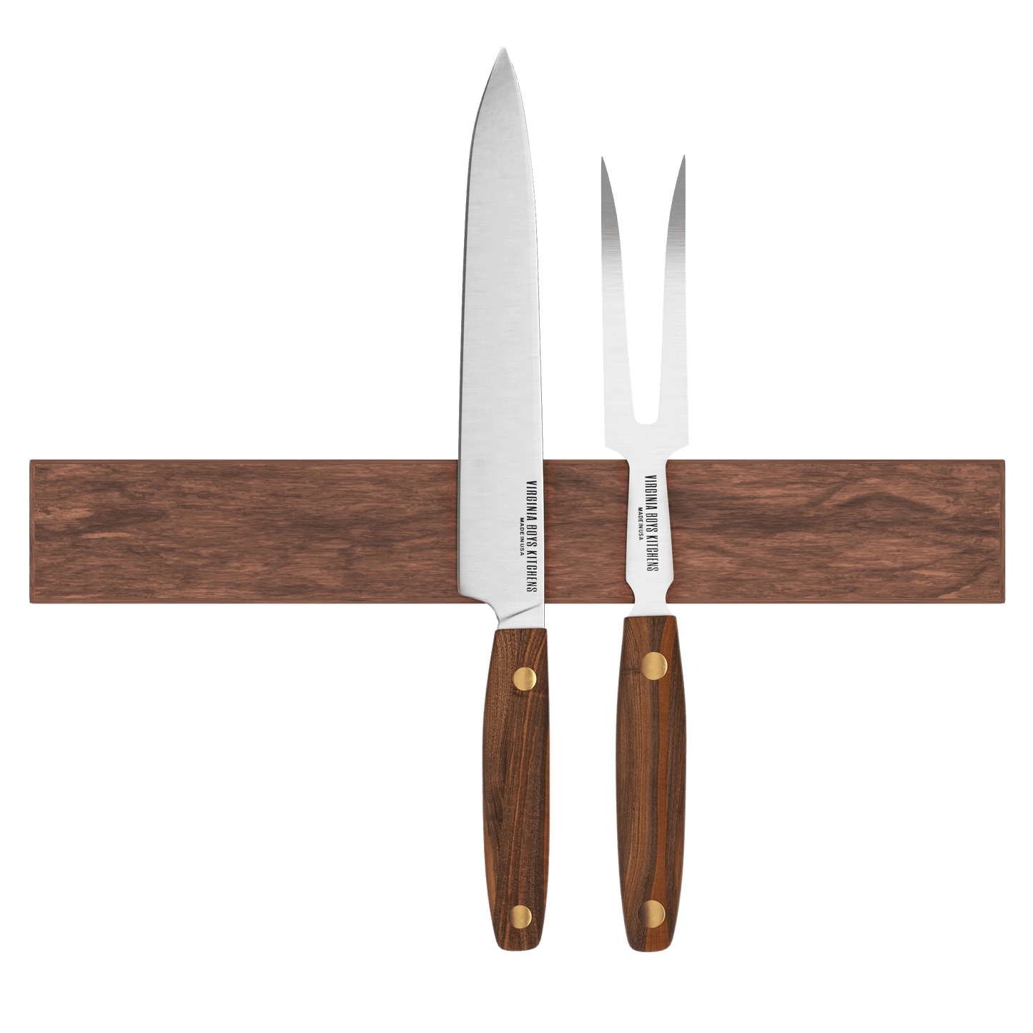 Virginia Boys Kitchens Knife 15 inch 7-Knives Holder - Wall Mounted Walnut Wood Knife Rack - Invisible Magnets