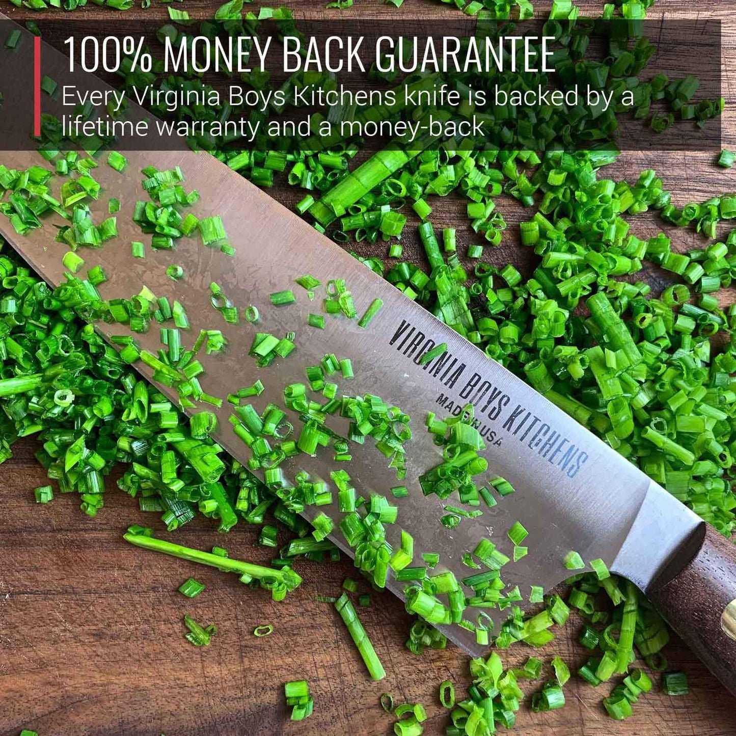 Virginia Boys Kitchens Knife 3 Piece Stainless Steel Chef Knife Set with Walnut Wood Handles