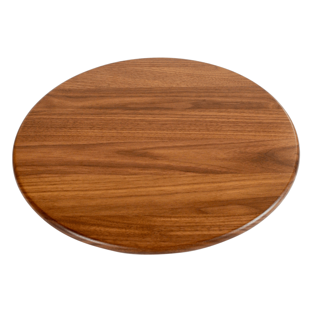 Virginia Boys Kitchens Serving Tray 13.5 Inch Round Walnut Wood Lazy Susan Centerpiece with Smooth 360 Degree Rotation