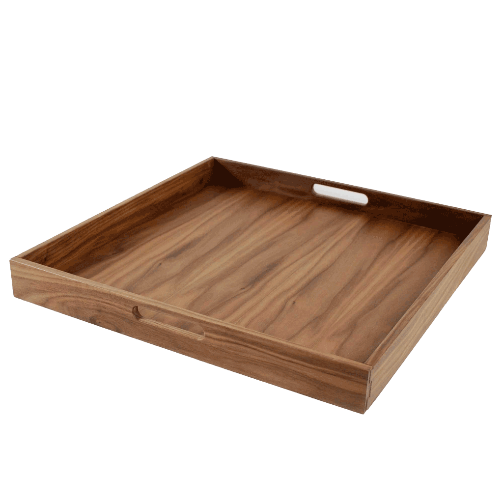 Virginia Boys Kitchens Serving Tray 20 x 20 Inch Square Walnut Wood Serving and Coffee Table Tray with Handles