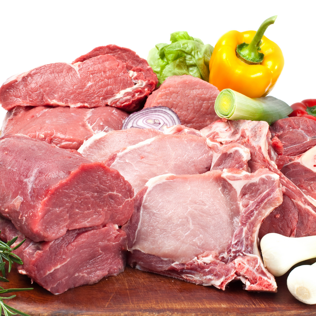 a gathering of raw pork and beef cuts of meat to answer the question is brisket pork or beef
