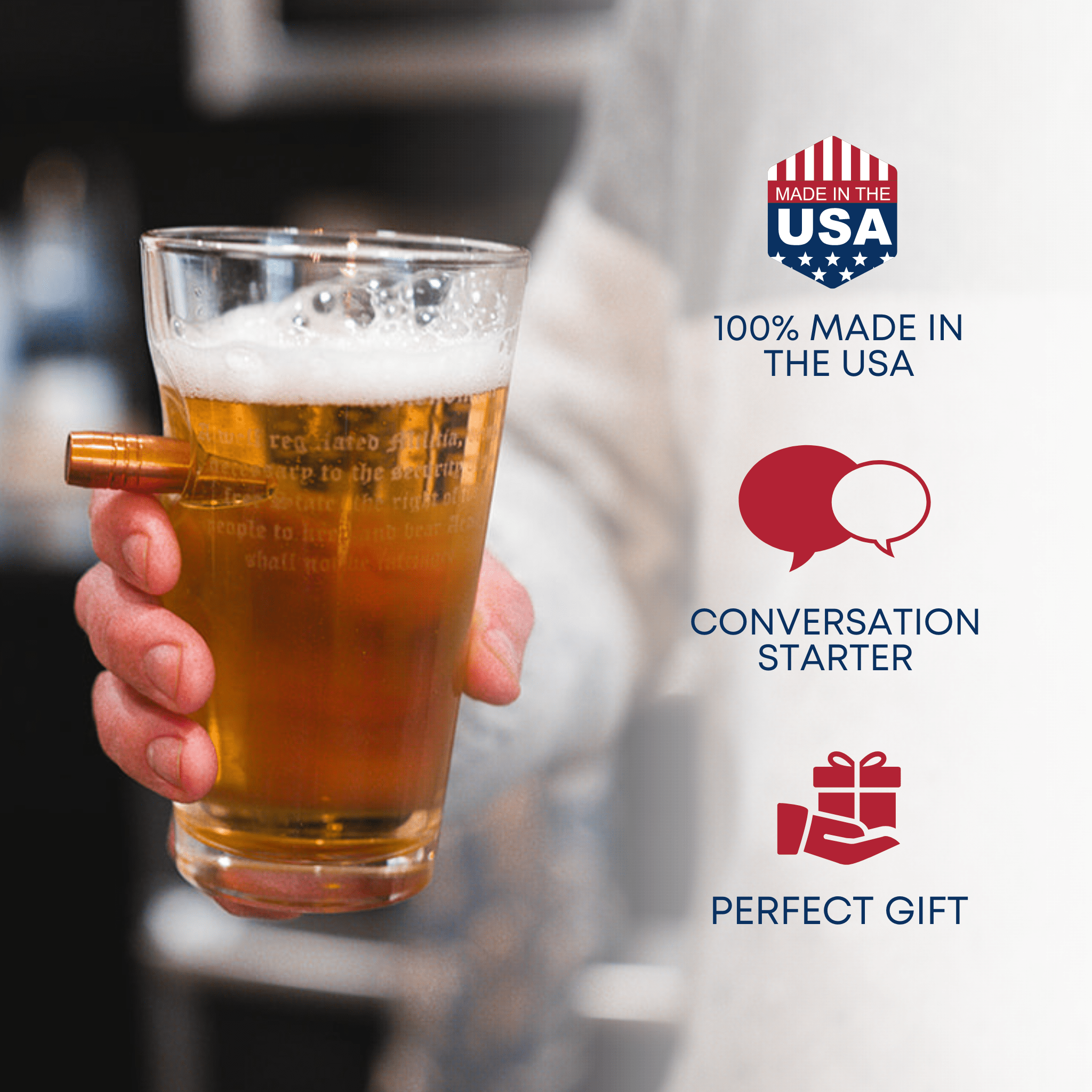 Pint Glass 2nd Amendment by BenShot