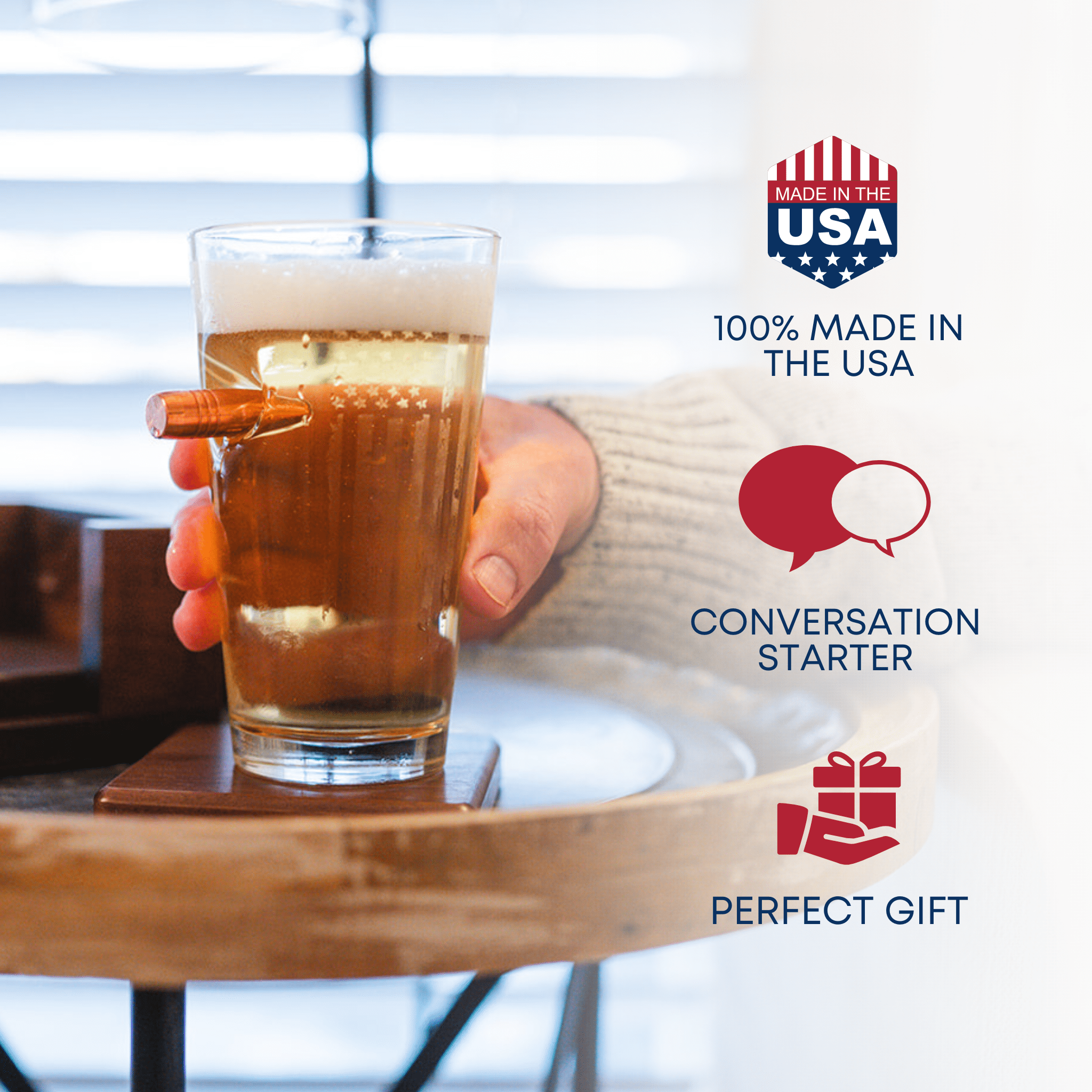 Pint Glass with Patriotic Flag by BenShot