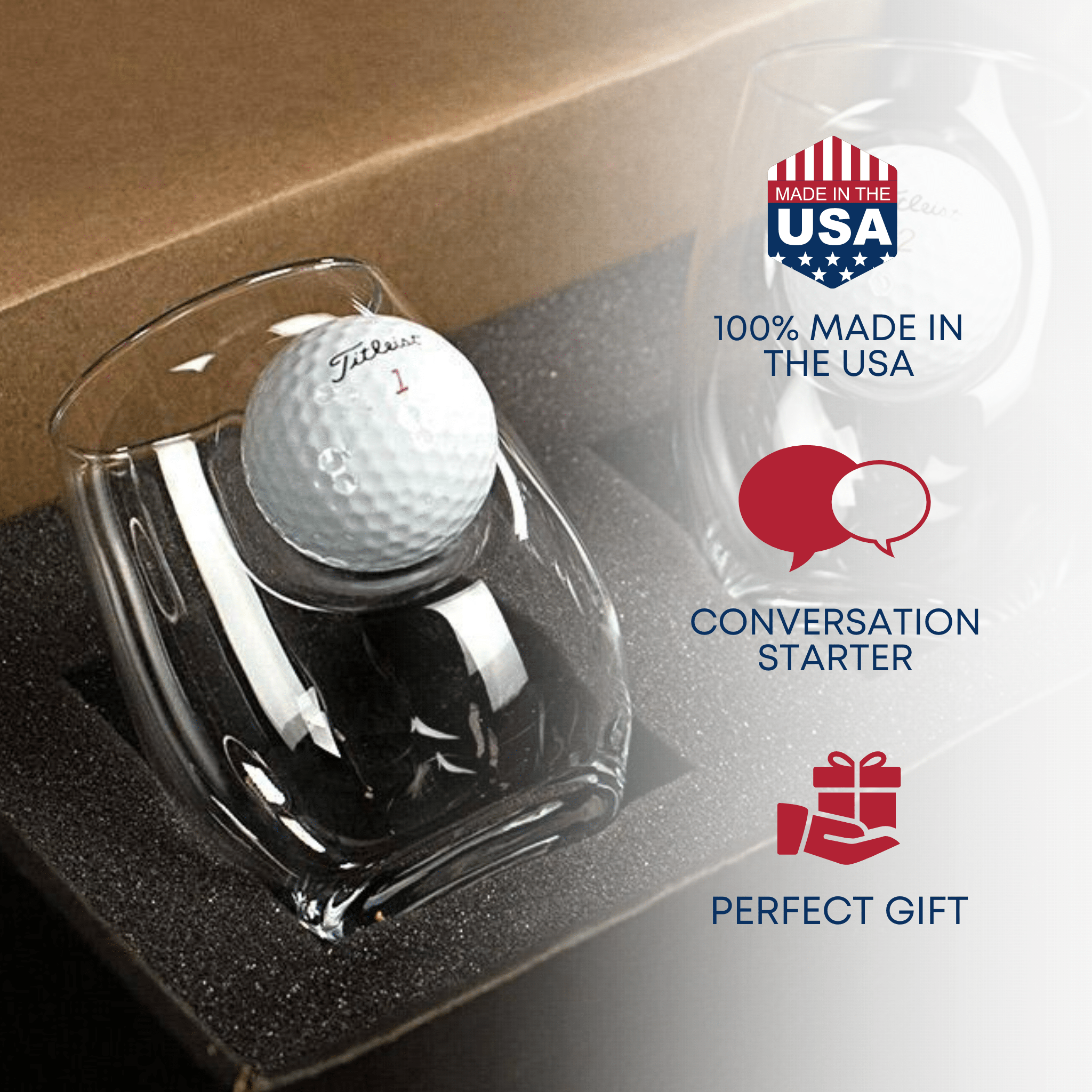 Stemless Wine Glass with Golf Ball by BenShot