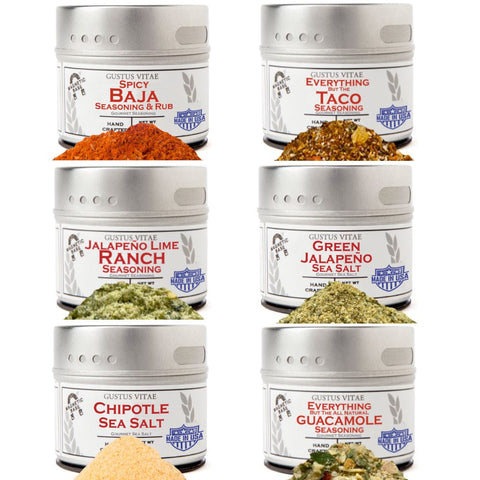 Mexican Seasoning Gift Set - Tastes of Mexico - Artisanal Spice Blends Six Pack by Gustus Vitae