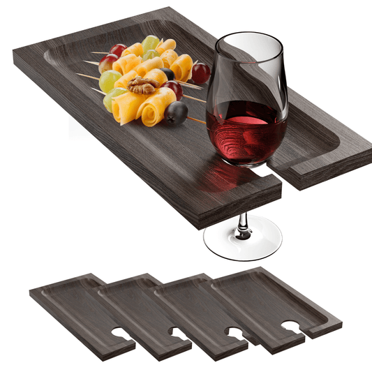 Charcuterie and Appetizer Tray with Wine Holder - 4PACK - Perfect for Parties and Small Gatherings