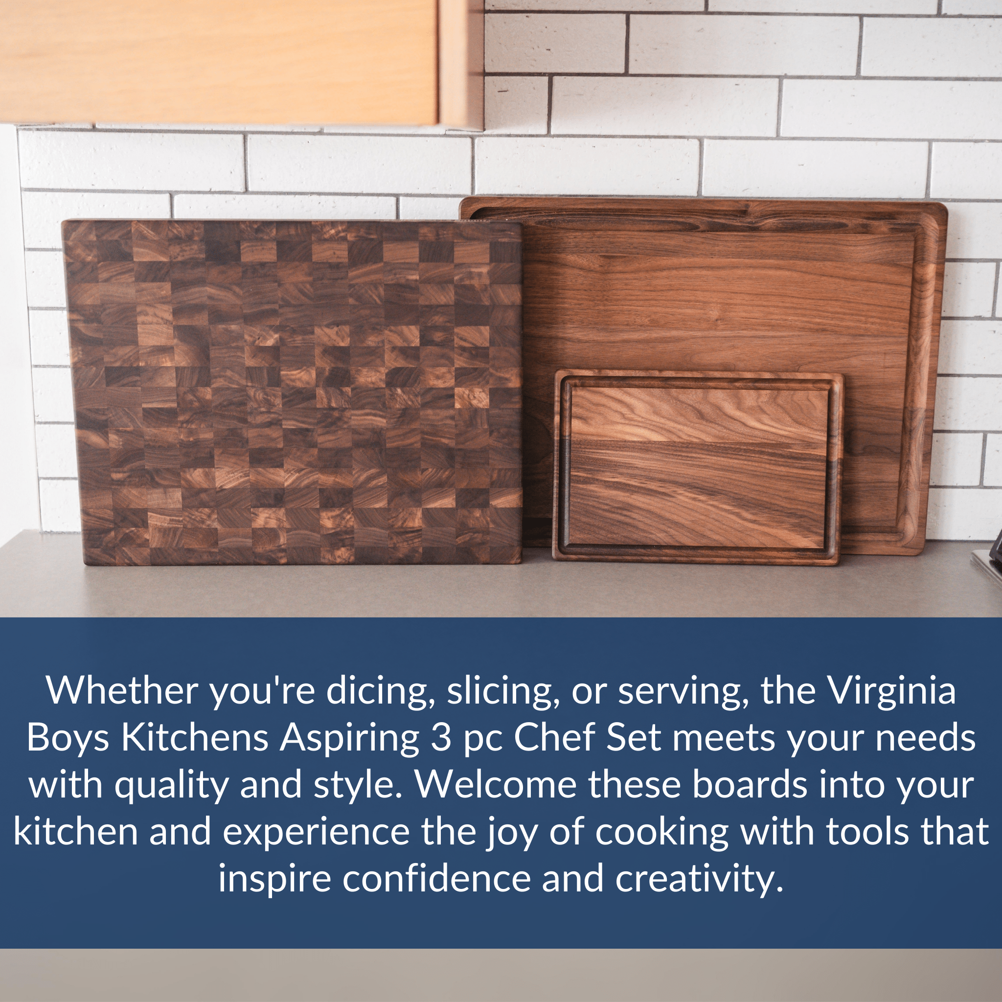 Aspiring Chef Cutting Board Set (3 Items) - 3 boards, includes end-grain