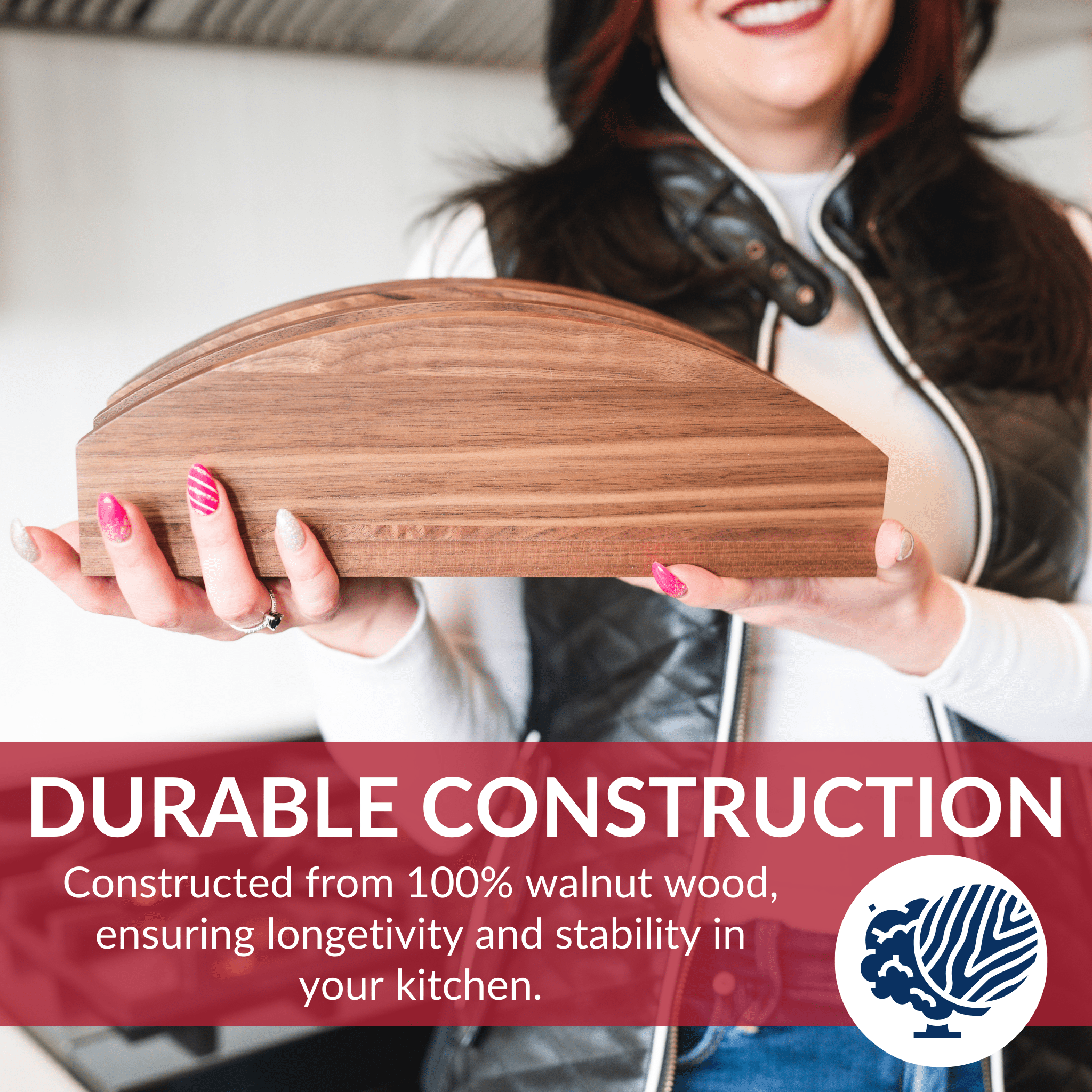 Premium Walnut Cutting Board Holder - Sturdy & Stylish