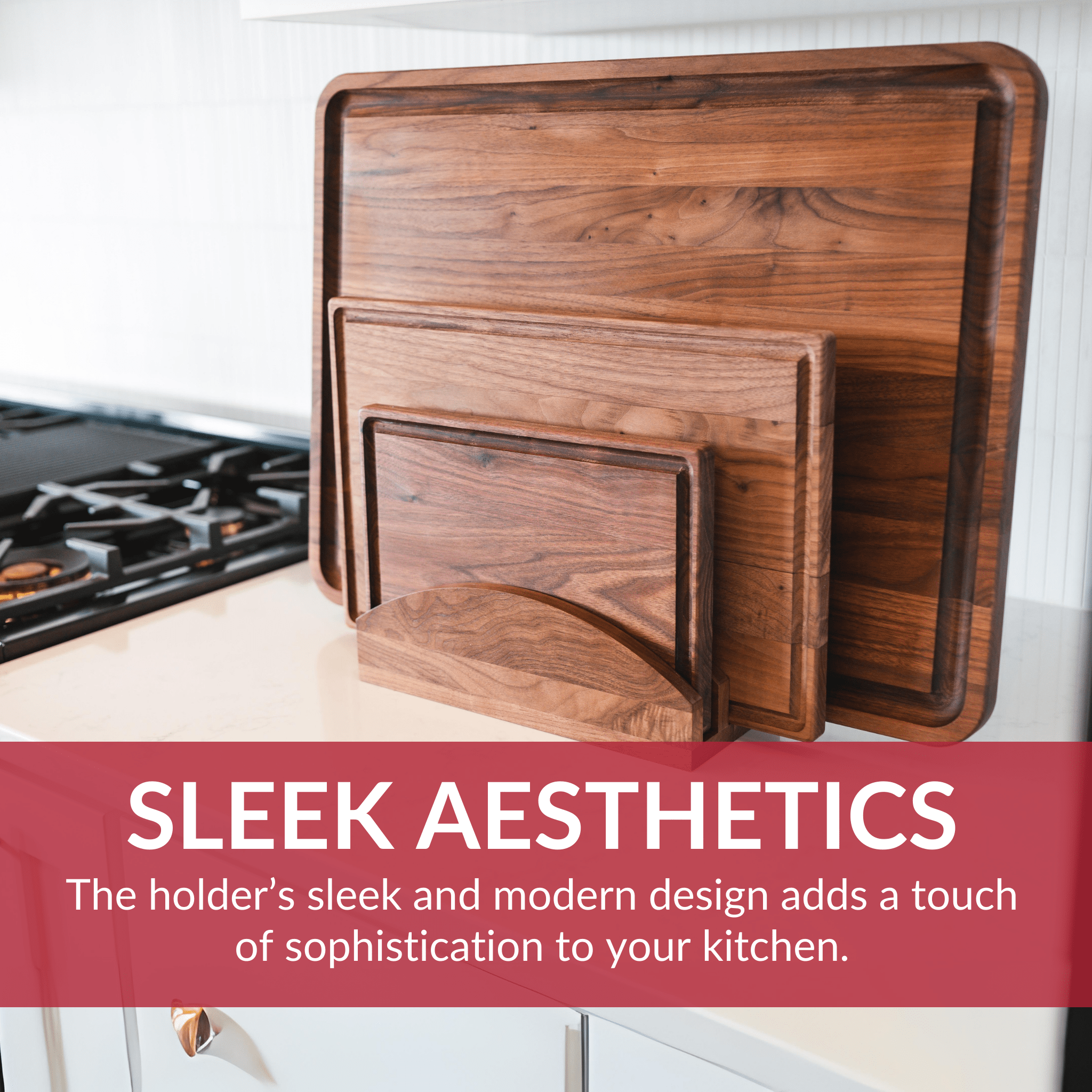 Premium Walnut Cutting Board Holder - Sturdy & Stylish