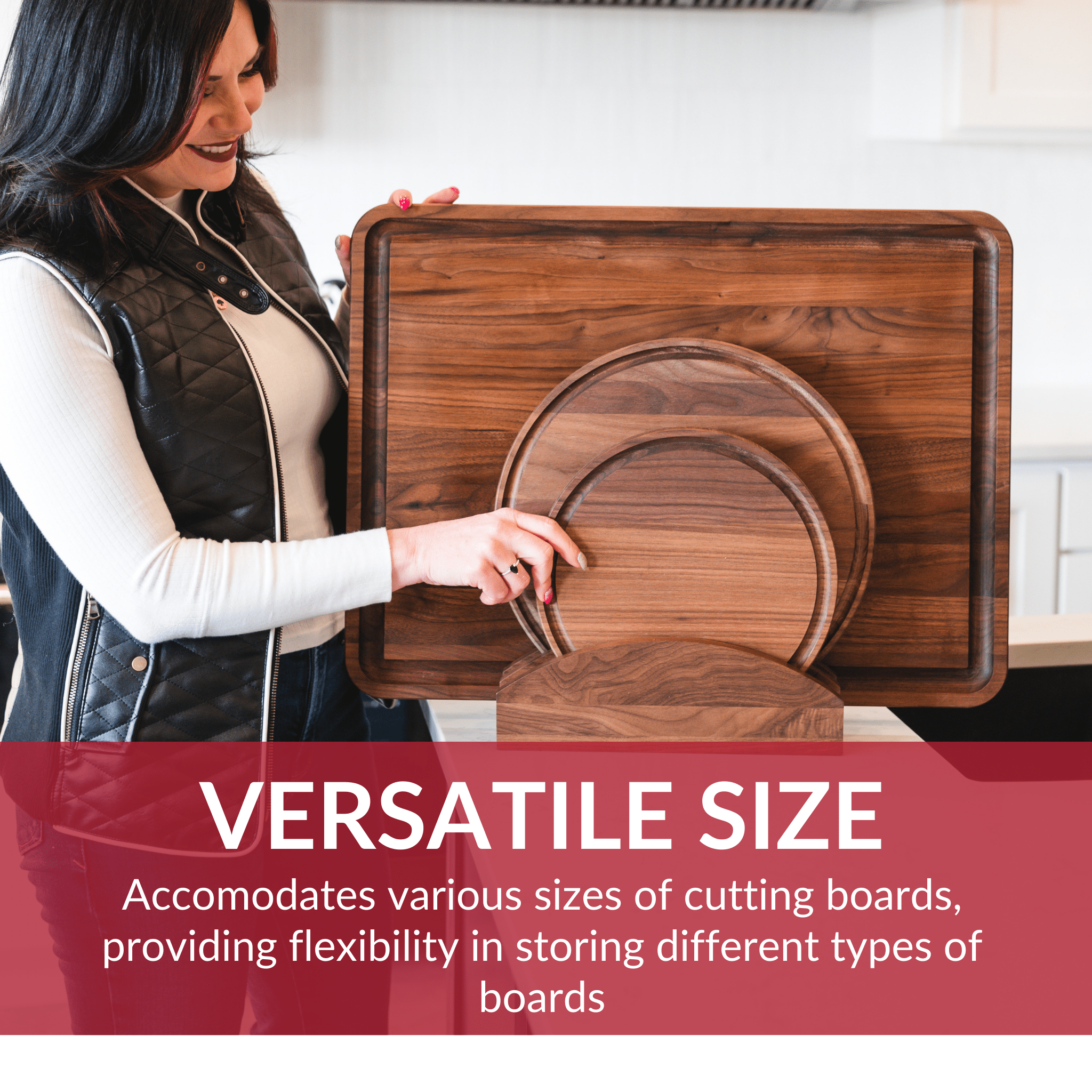 Premium Walnut Cutting Board Holder - Sturdy & Stylish
