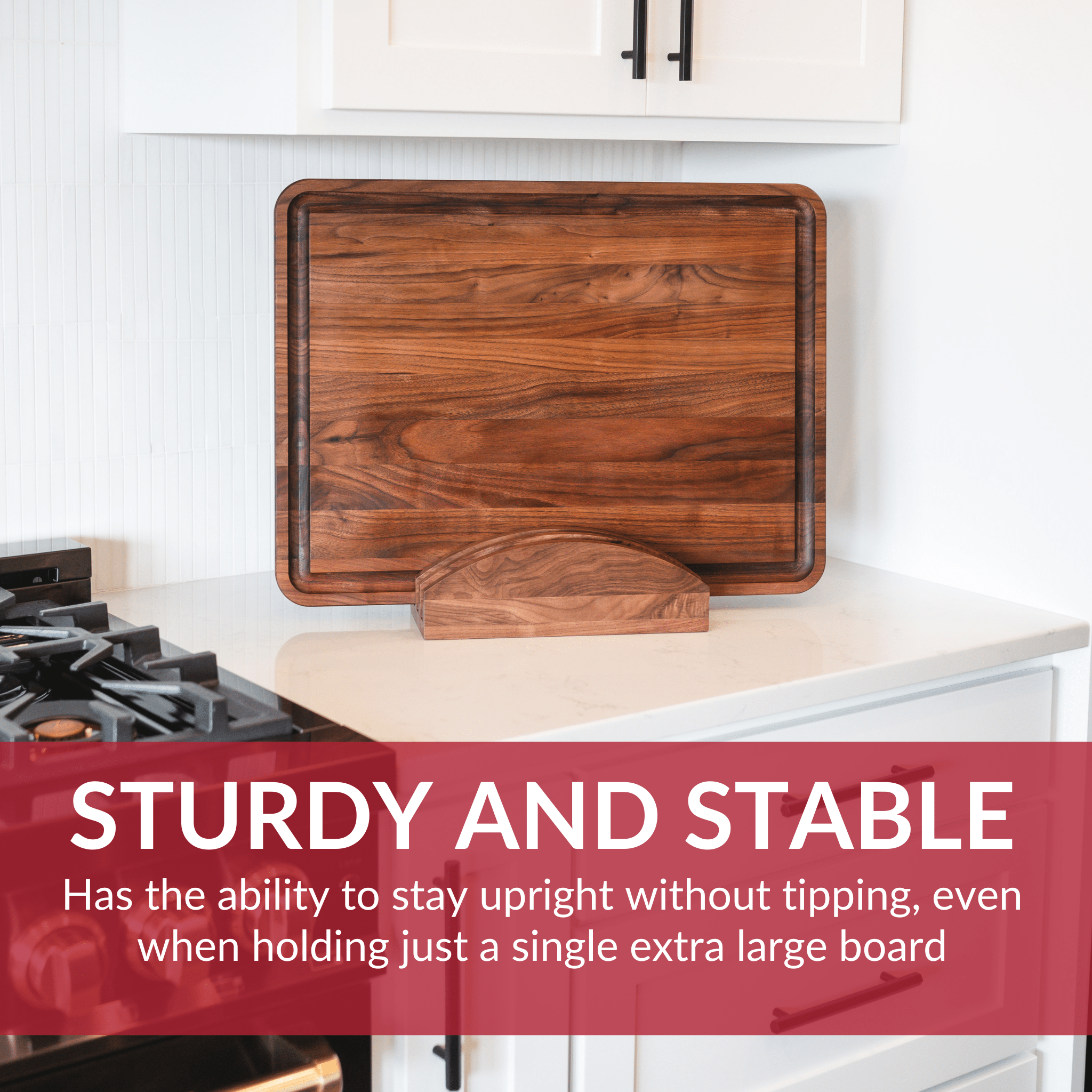 Premium Walnut Cutting Board Holder - Sturdy & Stylish