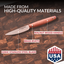 Stainless Steel Paring Knife with Walnut Wood Handles