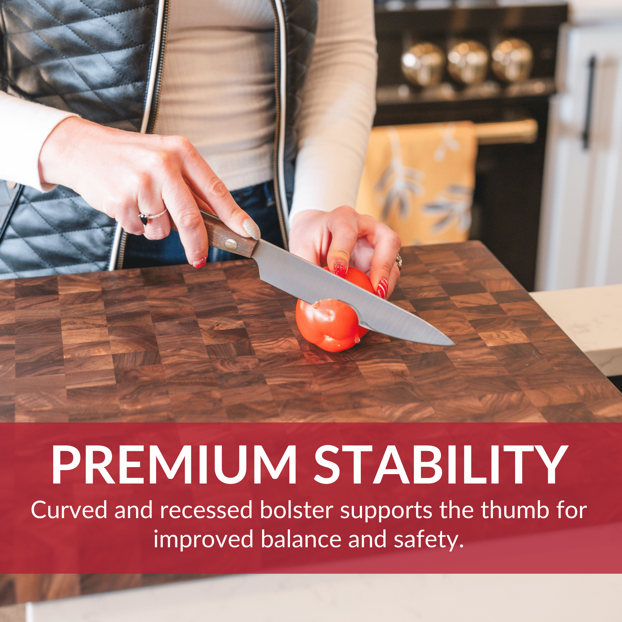 Stainless Steel Utility Knife with Walnut Wood Handles