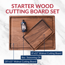 Starter Wood Cutting Board Set (3 items) - 2 Boards, plus Oil