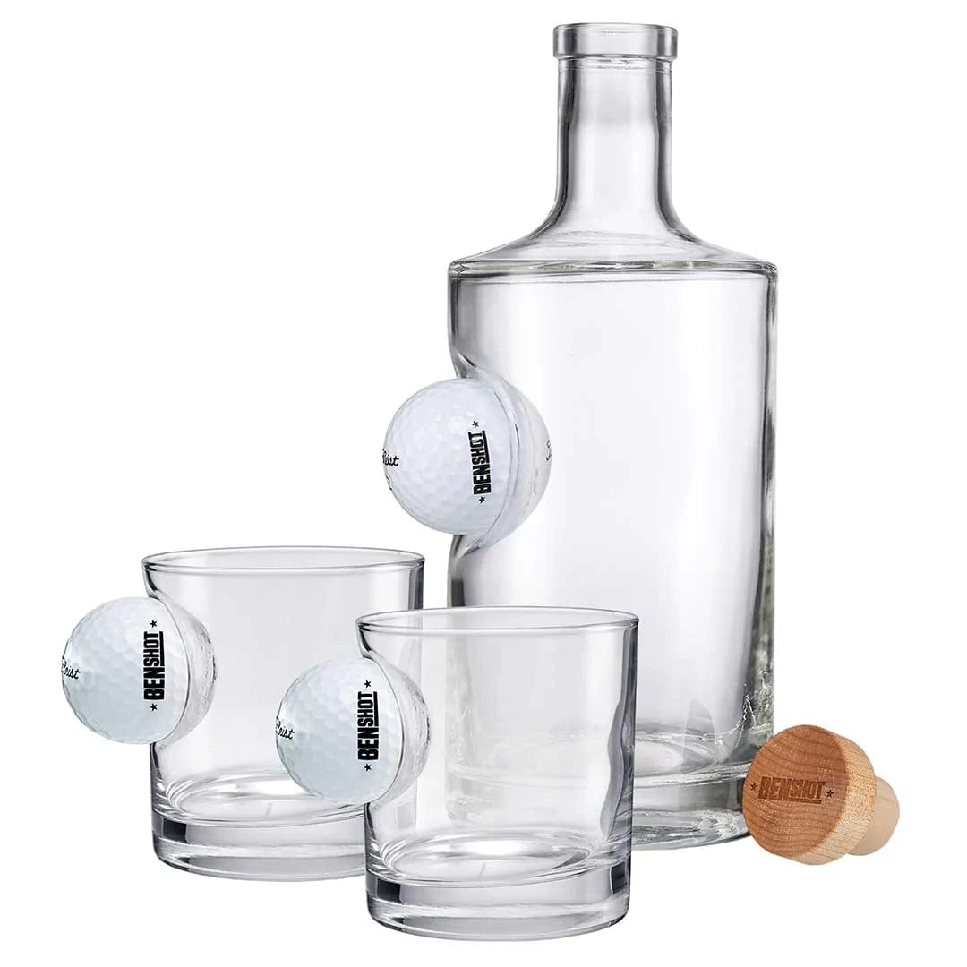 Decanter and Two Rocks Glasses with Golf Balls Gift Set