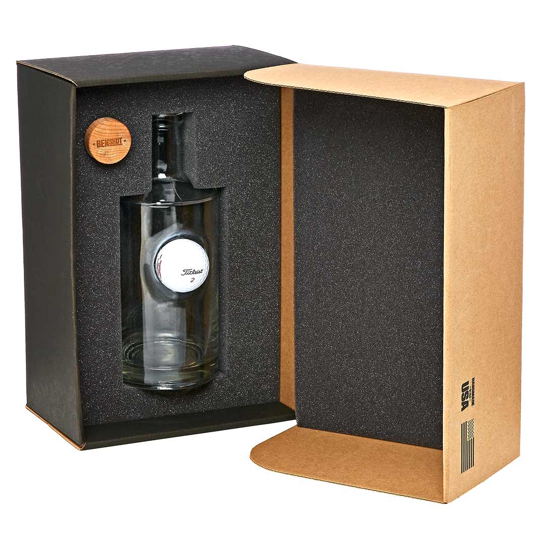 BenShot Decanter and Two Rocks Glasses with Golf Balls Gift Set Whiskey glass