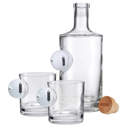BenShot Decanter and Two Rocks Glasses with Golf Balls Gift Set Whiskey glass