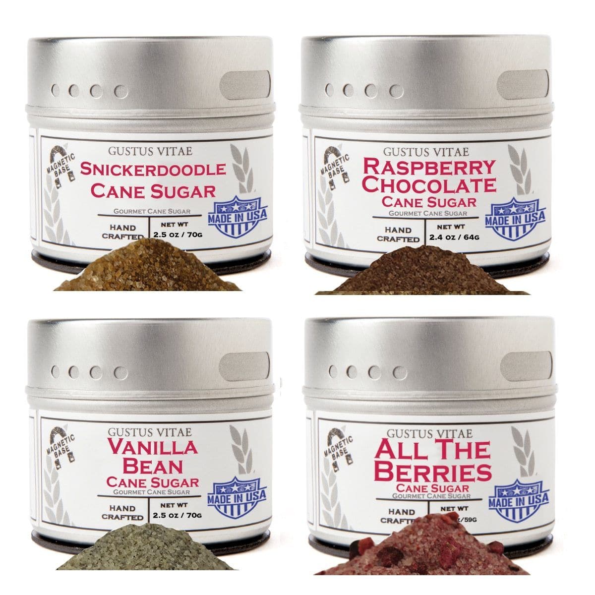 Gustus Vitae Berries & Vanilla Cane Sugars Collection - Artisan Infused Cane Sugars by Gustus Vitae Seasonings & Spices