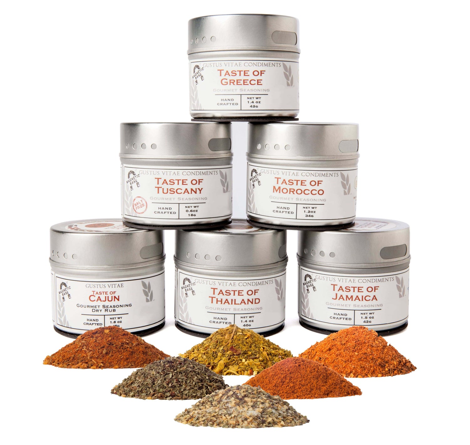 Cuisines of the World Gourmet Seasonings Collection - 6 Tins by Gustus Vitae