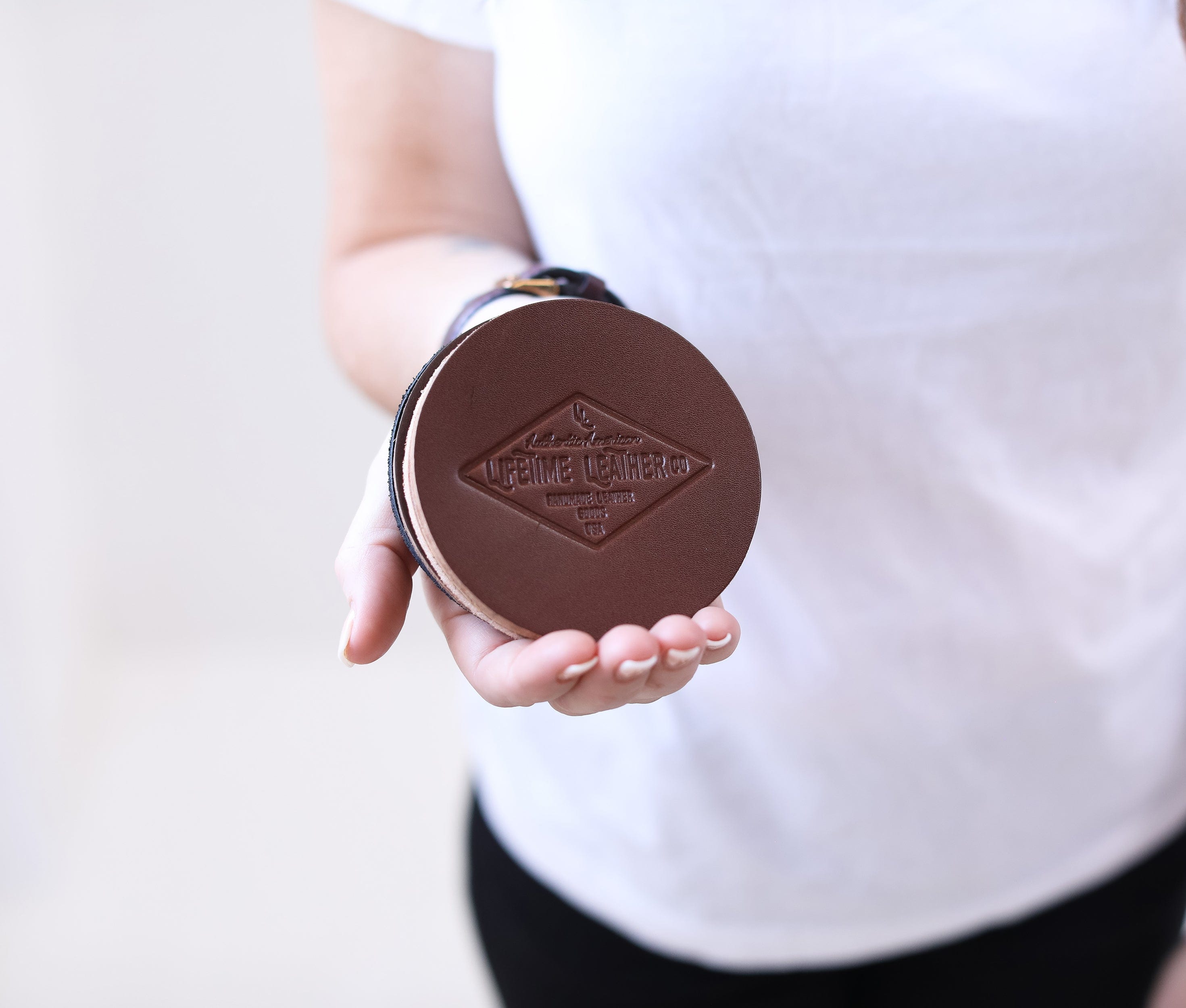 Lifetime Leather Co Genuine Leather Coaster Set (4) by Lifetime Leather Co Coasters American Saddle