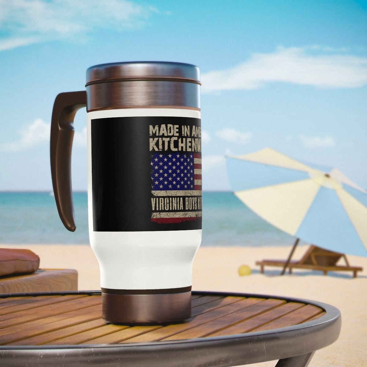Printify Stainless Steel Travel Mug with Handle, 14oz Mug 14oz
