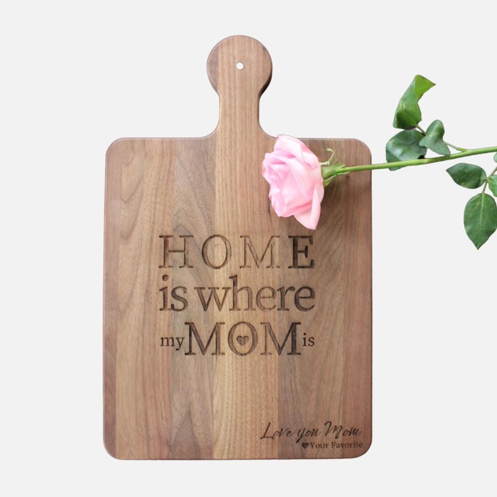 Mom's Cutting Board - 10 x 16 Walnut Cutting Board with Knob Handle