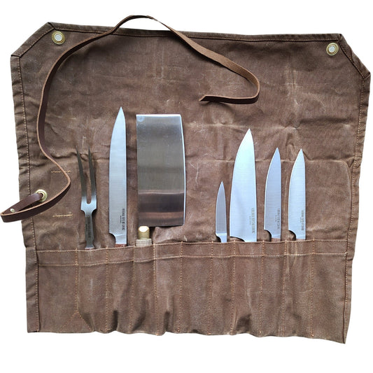canvas chef knife roll for 12 knives