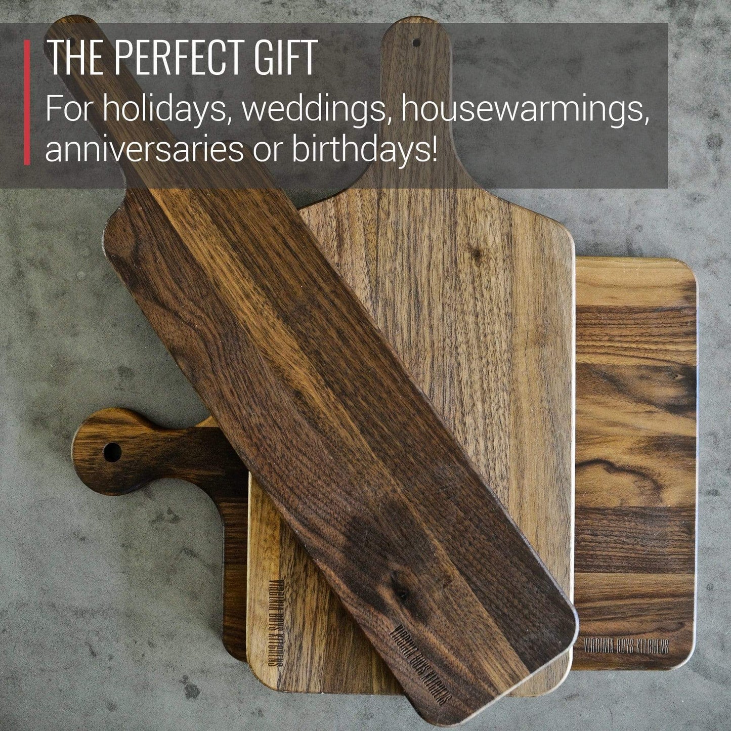 Virginia Boys Kitchens Cutting Board 10 x 16 Walnut Cutting Board with Knob Handle