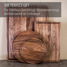 Virginia Boys Kitchens round and rectangle walnut wood cutting boards make perfect gifts