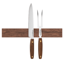 Virginia Boys Kitchens Knife 15 inch 7-Knives Holder - Wall Mounted Walnut Wood Knife Rack - Invisible Magnets