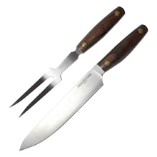 Virginia Boys Kitchens Knife 2 Piece Stainless Steel Carving Set with Walnut Wood Handles