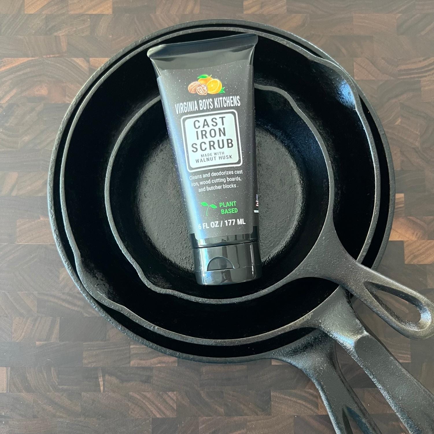 Virginia Boys Kitchens **NEW!** Cast Iron Scrub - made with All Natural Walnut Husk & Orange Essential Oils wood care