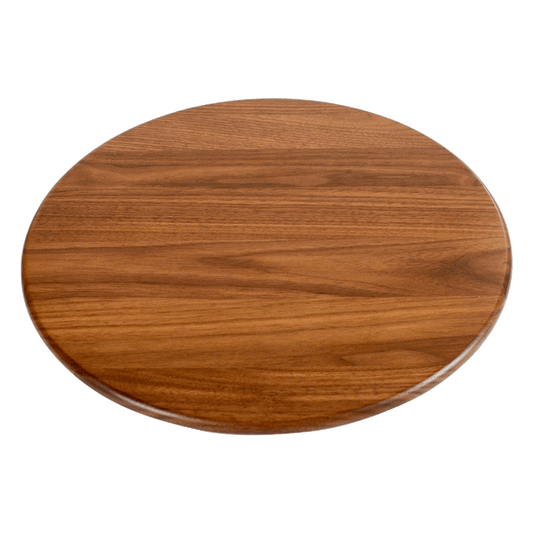 Virginia Boys Kitchens Serving Tray 13.5 Inch Round Walnut Wood Lazy Susan Centerpiece with Smooth 360 Degree Rotation