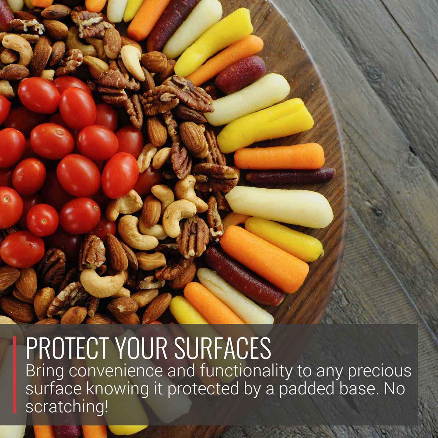 Virginia Boys Kitchens Serving Tray 13.5 Inch Round Walnut Wood Lazy Susan Centerpiece with Smooth 360 Degree Rotation