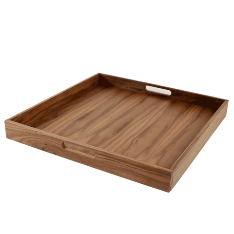 Virginia Boys Kitchens Serving Tray 20 x 20 Inch Square Walnut Wood Serving and Coffee Table Tray with Handles