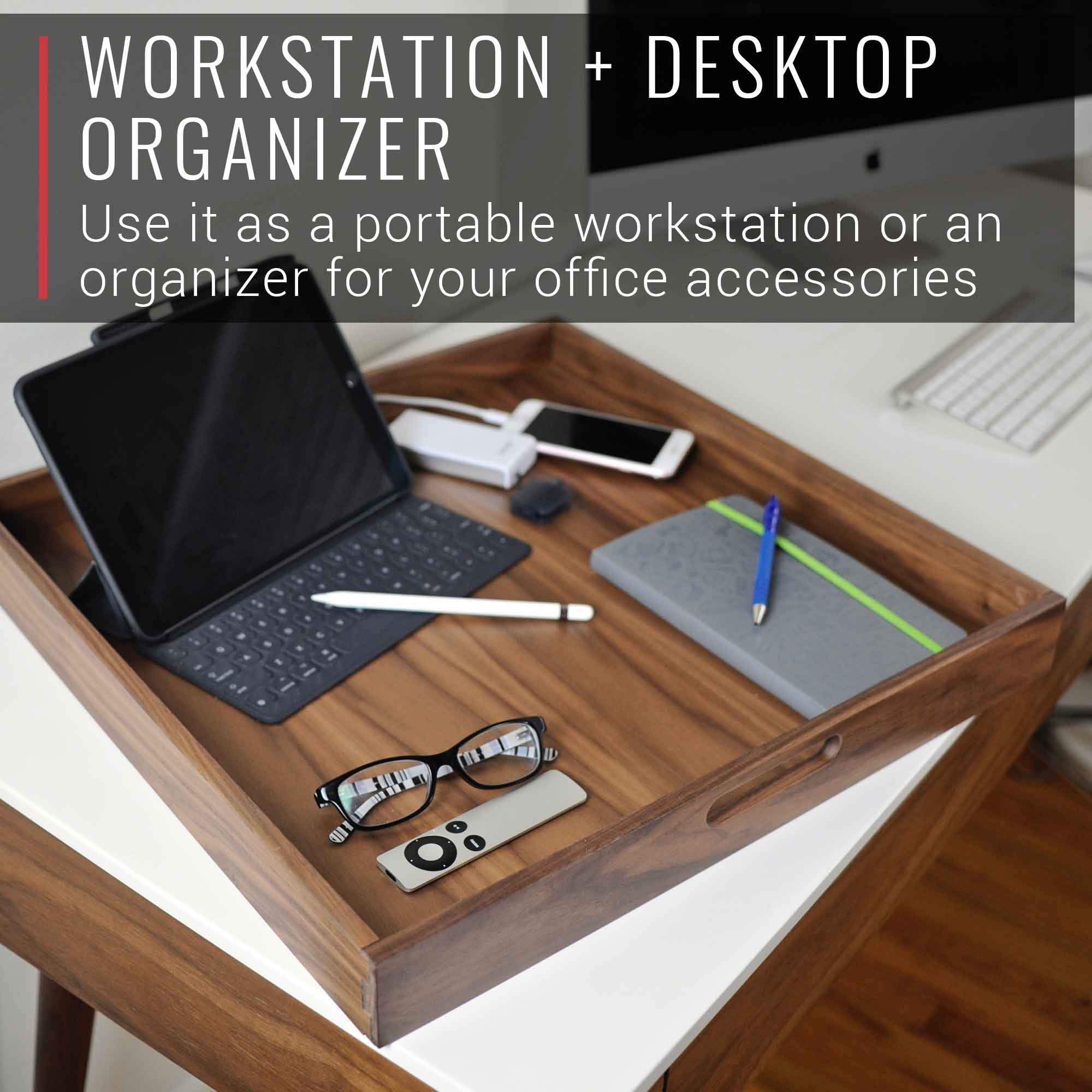 Virginia Boys Kitchens Serving Tray 20 x 20 Inch Square Walnut Wood Serving and Coffee Table Tray with Handles